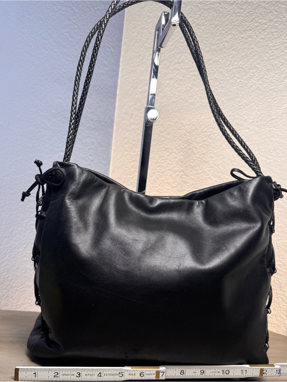 DESMO Italian Lambskin Leather Corset Laced Braided Strap Hobo Bag corset style! - Picture 8 of 10
